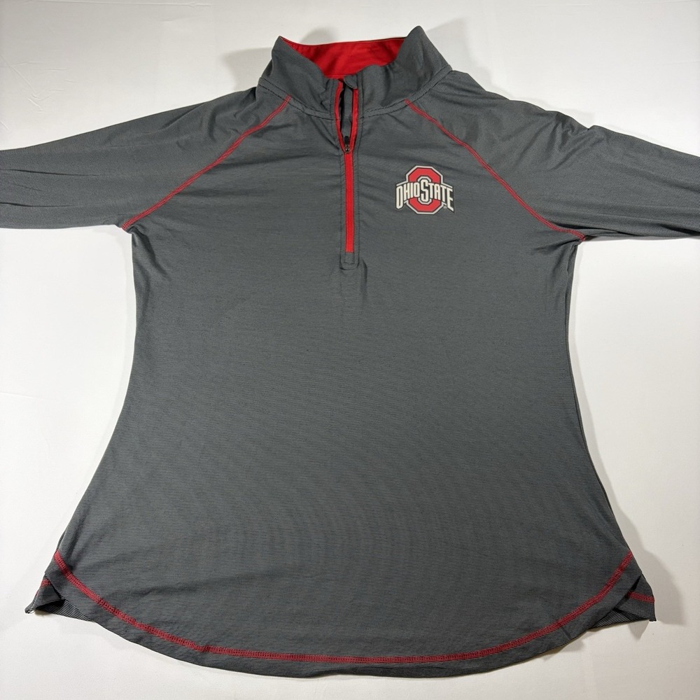 Ohio State Buckeyes Womens Quarter Zip Pullover Varsity Gray Xtra Large